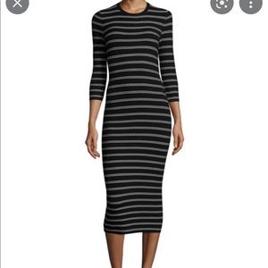 Theory Delissa B, size P fitted midi dress in black and white